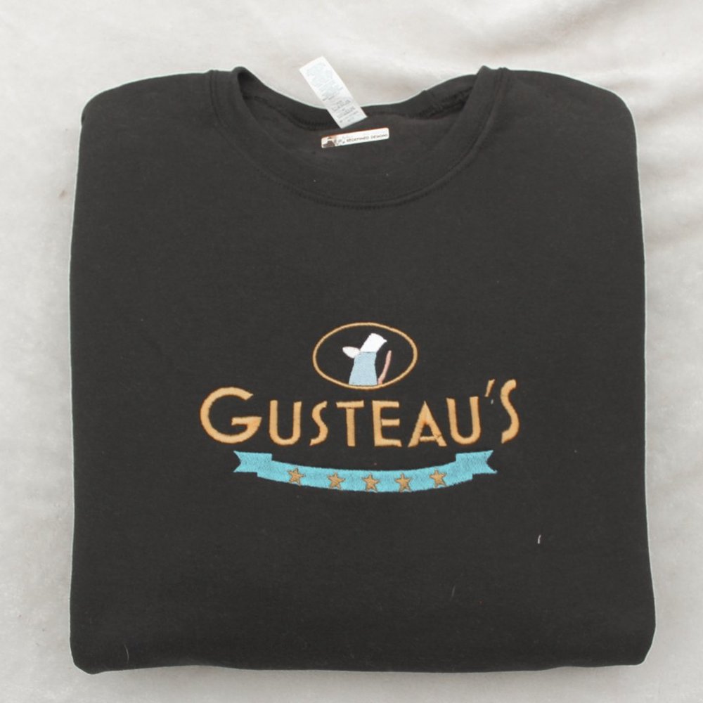 Custom Embroidered Black Ratatouille Gustaeu's Crewneck Sweatshirt